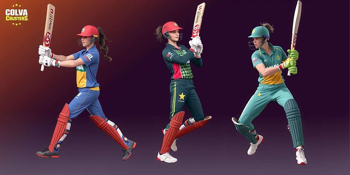 Colva Crushers Women's Cricket Expansion Concept art for upcoming women's cricket expansion in Colva Crushers featuring female players in colorful uniforms